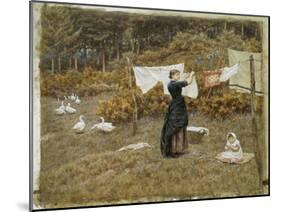 Hanging the Washing, a Beautiful Spring Morning-Helen Allingham-Mounted Premium Giclee Print