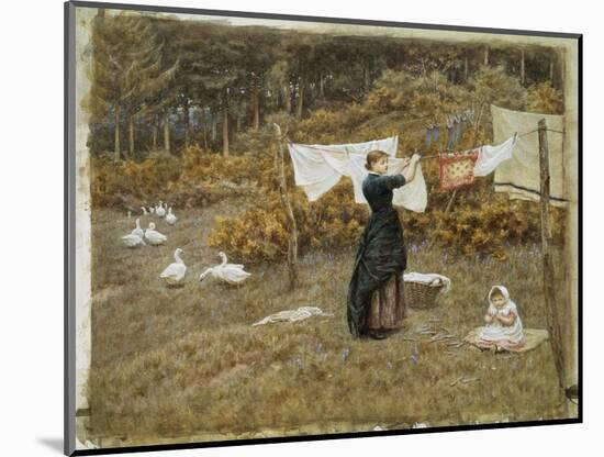 Hanging the Washing, a Beautiful Spring Morning-Helen Allingham-Mounted Giclee Print