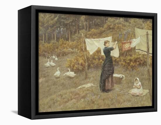 Hanging the Washing-Helen Allingham-Framed Stretched Canvas