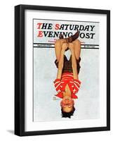 "Hanging Upside Down," Saturday Evening Post Cover, April 20, 1940-Douglas Crockwell-Framed Giclee Print