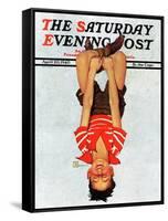 "Hanging Upside Down," Saturday Evening Post Cover, April 20, 1940-Douglas Crockwell-Framed Stretched Canvas