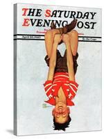 "Hanging Upside Down," Saturday Evening Post Cover, April 20, 1940-Douglas Crockwell-Stretched Canvas