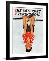 "Hanging Upside Down," Saturday Evening Post Cover, April 20, 1940-Douglas Crockwell-Framed Giclee Print