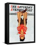 "Hanging Upside Down," Saturday Evening Post Cover, April 20, 1940-Douglas Crockwell-Framed Stretched Canvas