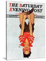 "Hanging Upside Down," Saturday Evening Post Cover, April 20, 1940-Douglas Crockwell-Stretched Canvas