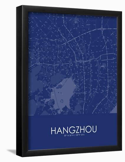 Hangzhou, China Blue Map-null-Framed Poster
