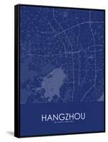 Hangzhou, China Blue Map-null-Framed Stretched Canvas