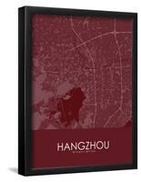 Hangzhou, China Red Map-null-Framed Poster