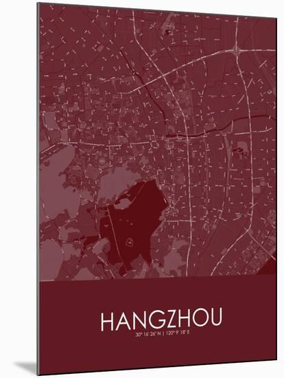 Hangzhou, China Red Map-null-Mounted Poster