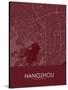 Hangzhou, China Red Map-null-Stretched Canvas