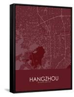 Hangzhou, China Red Map-null-Framed Stretched Canvas