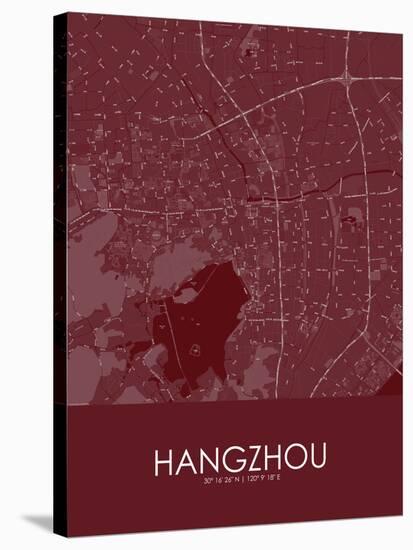 Hangzhou, China Red Map-null-Stretched Canvas