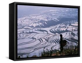 Hani Girl with Rice Terraces, China-Keren Su-Framed Stretched Canvas