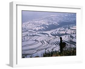 Hani Girl with Rice Terraces, China-Keren Su-Framed Premium Photographic Print