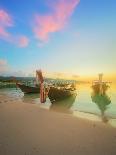 Beautiful Image of Sunset with Colorful Sky and Longtail Boat on the Sea Tropical Beach. Thailand-Hanna Slavinska-Photographic Print