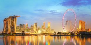 Singapore Skyline and View of Skyscrapers on Marina Bay-Hanna Slavinska-Stretched Canvas