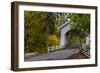 Hannah Covered Bridge spans Thomas Creek in Linn County, Oregon, USA-Chuck Haney-Framed Photographic Print