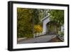 Hannah Covered Bridge spans Thomas Creek in Linn County, Oregon, USA-Chuck Haney-Framed Photographic Print