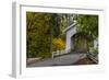 Hannah Covered Bridge spans Thomas Creek in Linn County, Oregon, USA-Chuck Haney-Framed Photographic Print