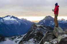 Woman Drinks Her Morning Coffee On Top Of A Mountain In The North Cascades-Hannah Dewey-Photographic Print