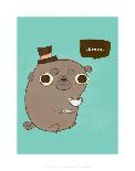 Dog in a top hat with a cup of tea - Hannah Stephey Cartoon Dog Print-Hannah Stephey-Giclee Print