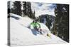 Hannah Whitney Skiing The Fresh Snow At Alta Ski Area, Utah-Louis Arevalo-Stretched Canvas