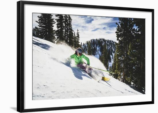 Hannah Whitney Skiing The Fresh Snow At Alta Ski Area, Utah-Louis Arevalo-Framed Photographic Print