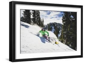 Hannah Whitney Skiing The Fresh Snow At Alta Ski Area, Utah-Louis Arevalo-Framed Photographic Print