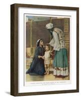 Hannah Wife of Elkanah Takes Her Young Son Samuel to the Temple at Shiloh-Frank W.w. Topham-Framed Photographic Print