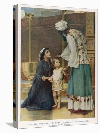 Hannah Wife of Elkanah Takes Her Young Son Samuel to the Temple at Shiloh-Frank W.w. Topham-Stretched Canvas