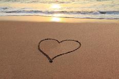 Red Valentine Heart on the Beach-Hannamariah-Photographic Print