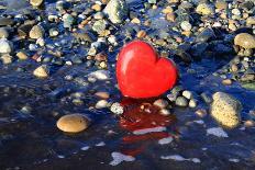 Red Valentine Heart on the Beach-Hannamariah-Photographic Print