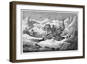 Hannibal and his war elephants crossing the Alps, 218 BC (19th century)-Unknown-Framed Giclee Print