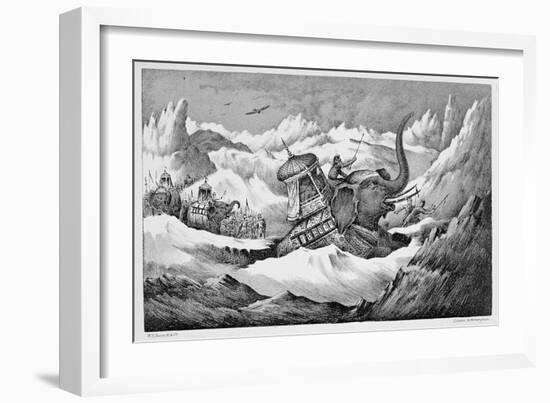 Hannibal and his war elephants crossing the Alps, 218 BC (19th century)-Unknown-Framed Giclee Print