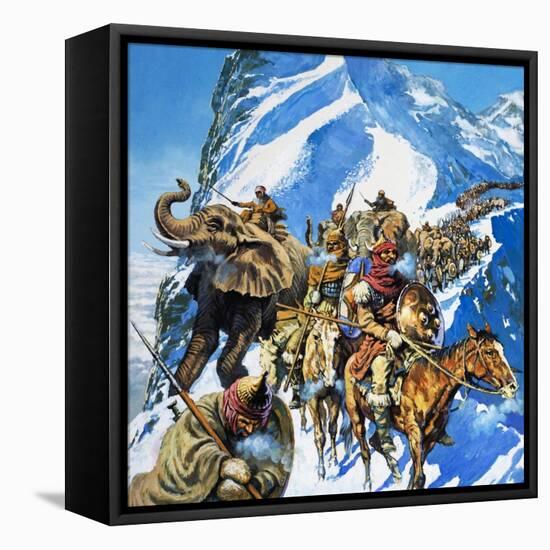 Hannibal Crossing the Alps-English School-Framed Stretched Canvas
