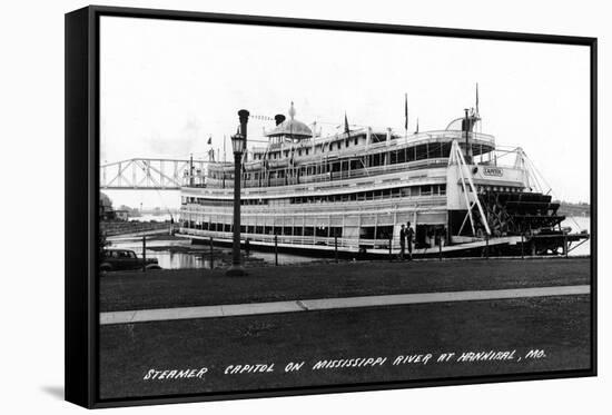 Hannibal, Missouri - Mississippi River Steamer Capitol-Lantern Press-Framed Stretched Canvas