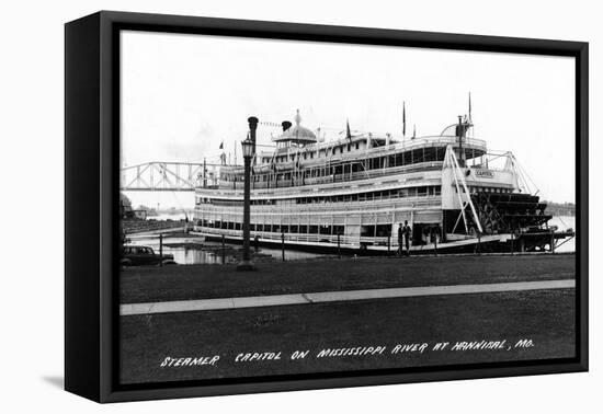 Hannibal, Missouri - Mississippi River Steamer Capitol-Lantern Press-Framed Stretched Canvas