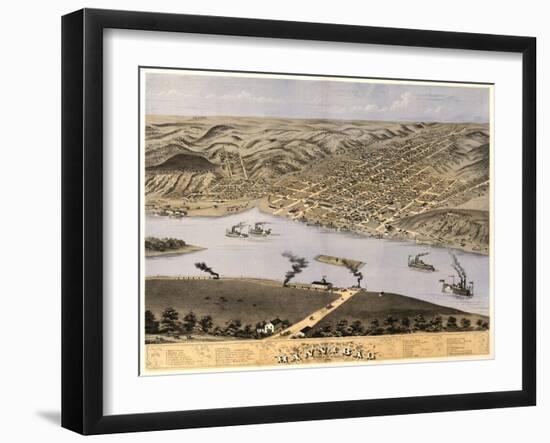 Hannibal, Missouri - Panoramic Map-Lantern Press-Framed Art Print