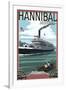 Hannibal, Missouri - Riverboat-Lantern Press-Framed Art Print