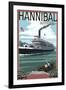 Hannibal, Missouri - Riverboat-Lantern Press-Framed Art Print