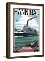 Hannibal, Missouri - Riverboat-Lantern Press-Framed Art Print