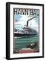 Hannibal, Missouri - Riverboat-Lantern Press-Framed Art Print