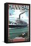 Hannibal, Missouri - Riverboat-Lantern Press-Framed Stretched Canvas