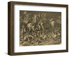 Hannibal's Elephants Attacking Roman Legions-null-Framed Giclee Print