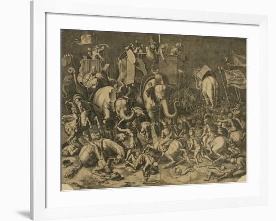 Hannibal's Elephants Attacking Roman Legions-null-Framed Giclee Print