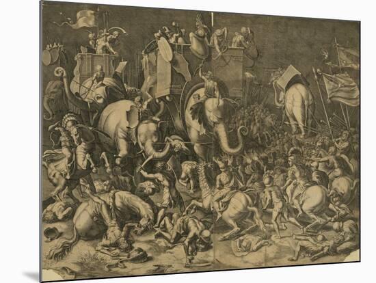 Hannibal's Elephants Attacking Roman Legions-null-Mounted Giclee Print