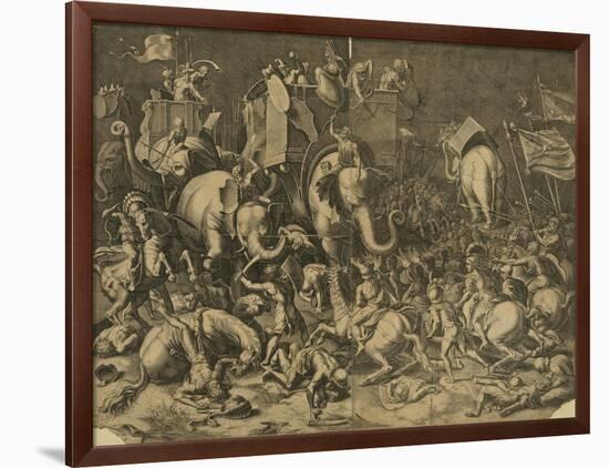 Hannibal's Elephants Attacking Roman Legions-null-Framed Premium Giclee Print