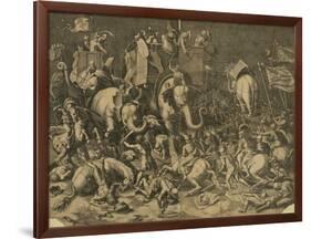 Hannibal's Elephants Attacking Roman Legions-null-Framed Premium Giclee Print