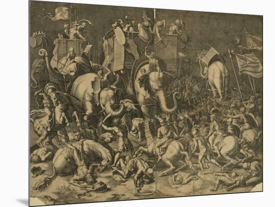 Hannibal's Elephants Attacking Roman Legions-null-Mounted Premium Giclee Print