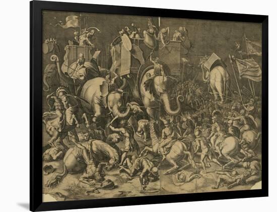 Hannibal's Elephants Attacking Roman Legions-null-Framed Premium Giclee Print